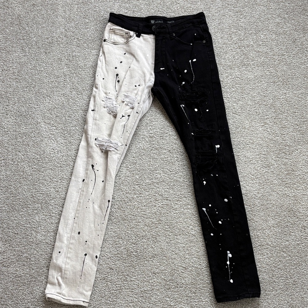 Two-Tone Black and White Men’s Jeans